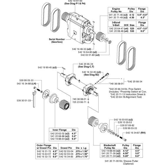 Gearbox-Blade Shaft, 3 - Speed Assembly for Husqvarna FS4800 Floor Saw