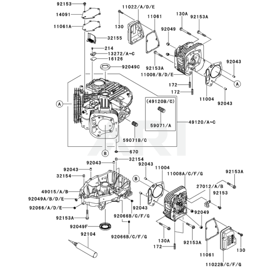 Cylinder / Crankcase for Kawasaki FS481V Engine