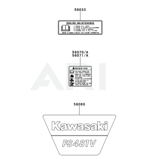 Label for Kawasaki FS481V Engine