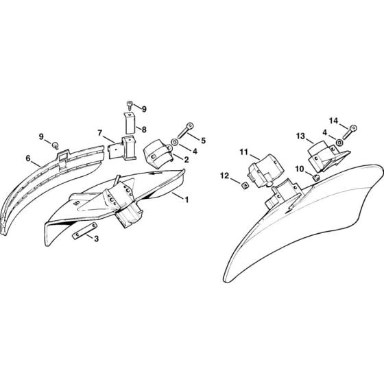 Deflector (34.1999) & (33.1998) Assembly for Stihl FS500 FS550 FS550L Clearing Saw
