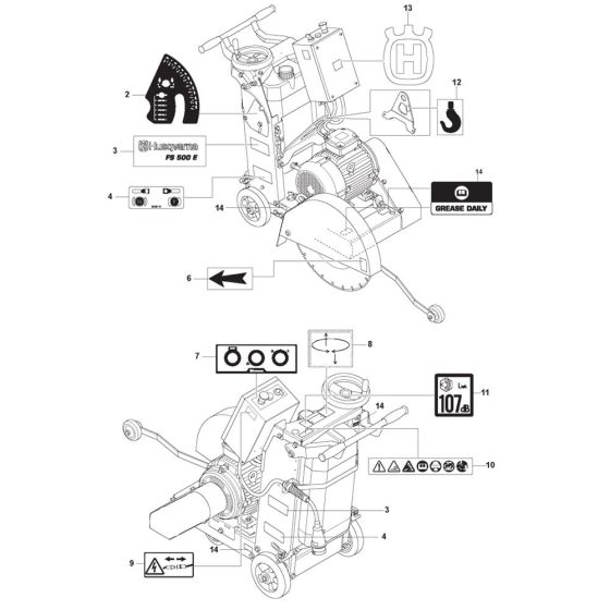 Decals for Husqvarna FS500 E Floor Saw