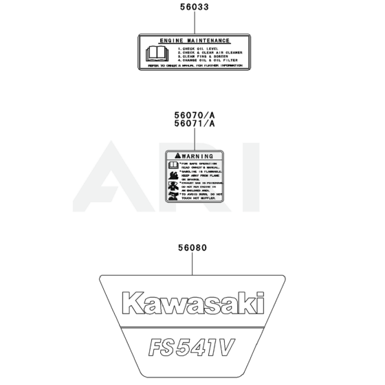 Label for Kawasaki FS541V Engine