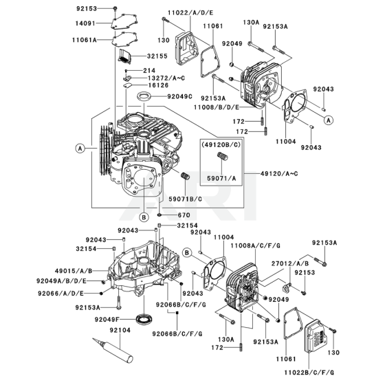 Cylinder / Crankcase for Kawasaki FS600V Engine