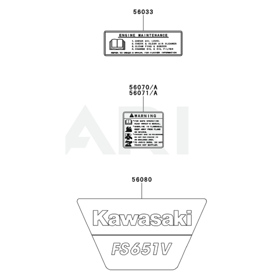 Label for Kawasaki FS651V Engine