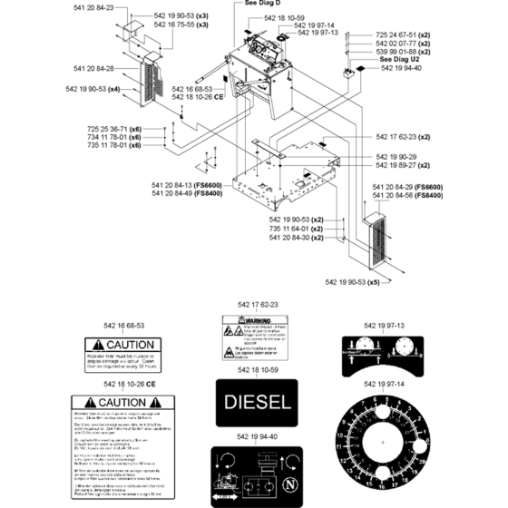 Frame & Cowling Assembly for Husqvarna FS6600 Floor Saw