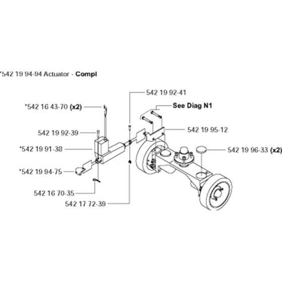 Rear Axle - E-Track Assembly for Husqvarna FS6600 Floor Saw