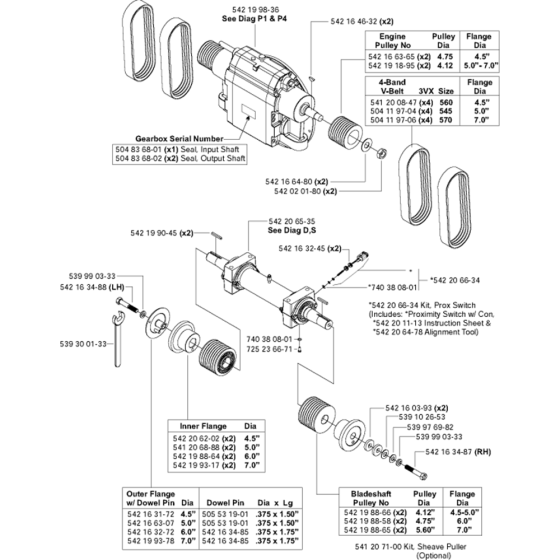 Gearbox-Blade Shaft 3-Speed Assembly for Husqvarna FS6600 D Floor Saw