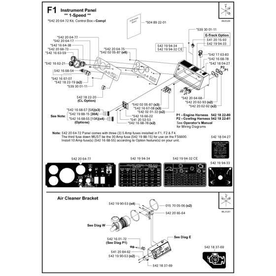 Instrument Panel, 1-Speed Assembly for Husqvarna FS6600 D Floor Saw