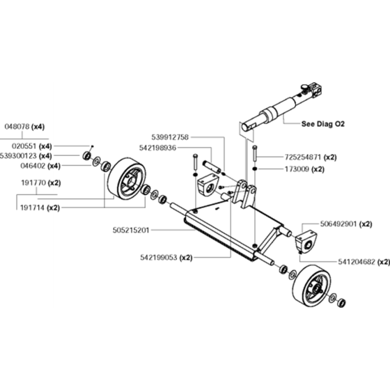 Front Axle Assembly for Husqvarna FS6600 JD T3 Floor Saw