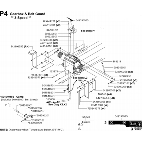 Gearbox & Belt Guard - 3-Speed Assembly for Husqvarna FS6600 JD T3 Floor Saw