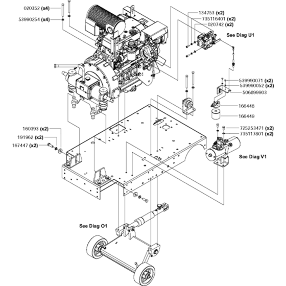 Engine Plate Assembly for Husqvarna FS6600 JD T3 Floor Saw