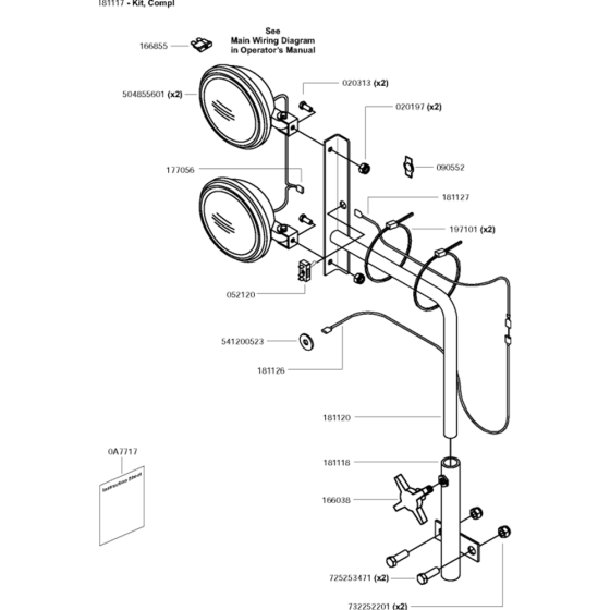 Dual Light Kit Assembly for Husqvarna FS6600 JD T3 Floor Saw