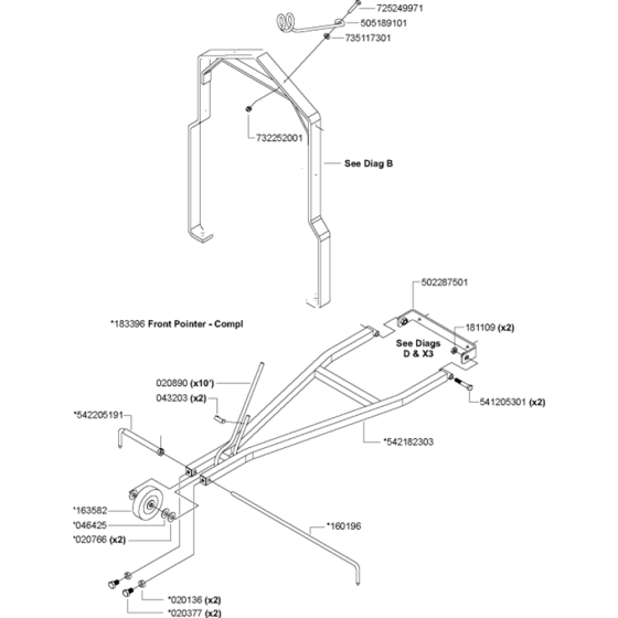 Front Pointer & Rope Guide Assembly for Husqvarna FS6800 YAN T3 Floor Saw