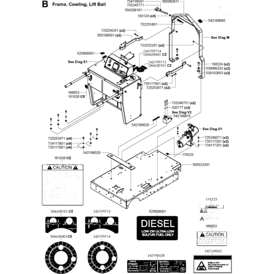 Frame, Cowling, Lift Bail Assembly for Husqvarna FS6800 YAN T3 Floor Saw