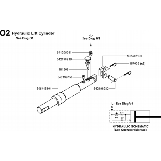 Hydraulic Lift Cylinder Assembly for Husqvarna FS6800 YAN T3 Floor Saw