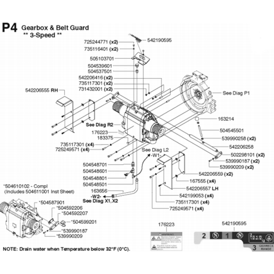 Gearbox & Belt Guard, 3-Speed Assembly for Husqvarna FS6800 YAN T3 Floor Saw