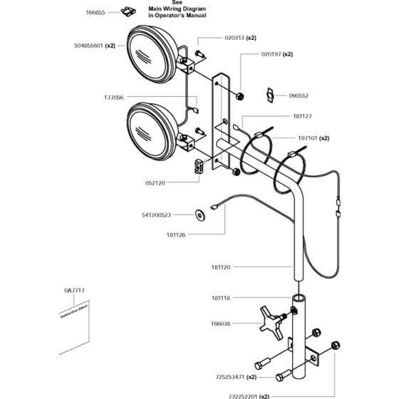 Dual Light Kit Assembly for Husqvarna FS6800 YAN T3 Floor Saw