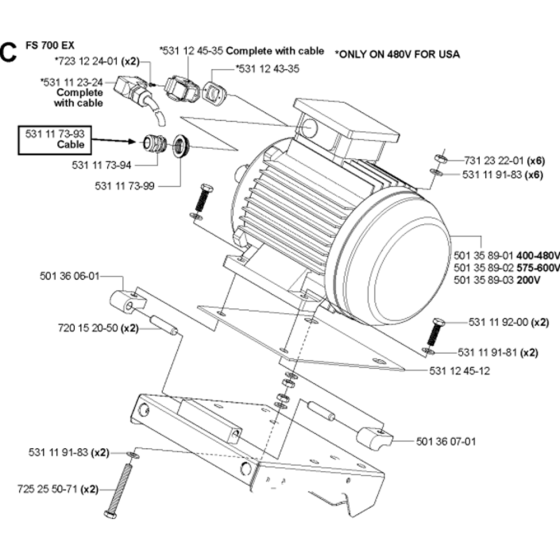 Motor Assembly for Husqvarna FS700 EX Floor Saw