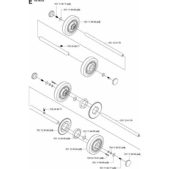 Wheels & Tires Assembly for Husqvarna FS700 EX Floor Saw