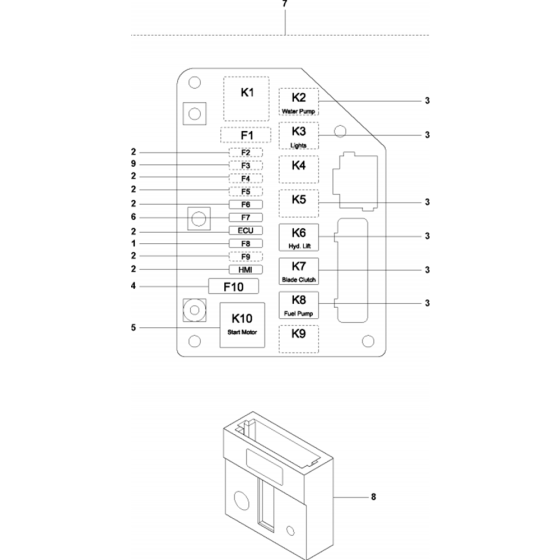 Fuse and Relays Assembly for Husqvarna FS7000 DL Floor Saw