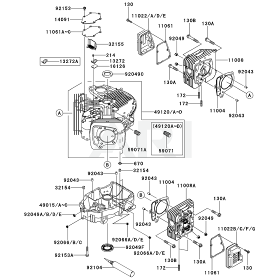 Cylinder / Crankcase for Kawasaki FS730V Engine