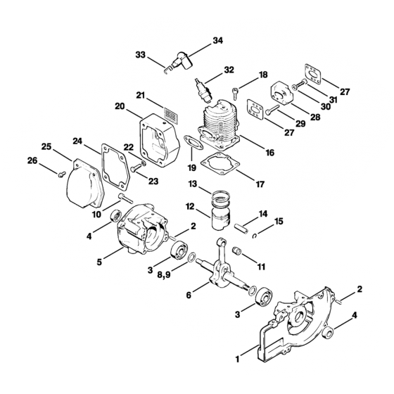 Stihl FS80 Crankcase Cylinder Assembly