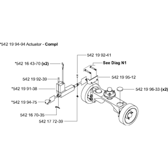 Rear Axle - E-Track Assembly for Husqvarna FS8400 Floor Saw