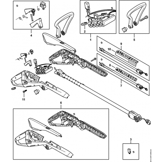 Handle Housing, Battery, Drive Tube Assembly Assembly for Stihl FSA 45 Lithium-Ion Grass Trimmer