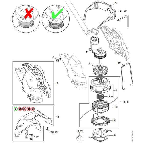 Electric motor, Cutting head for Stihl FSA 57 Cordless Brushcutter