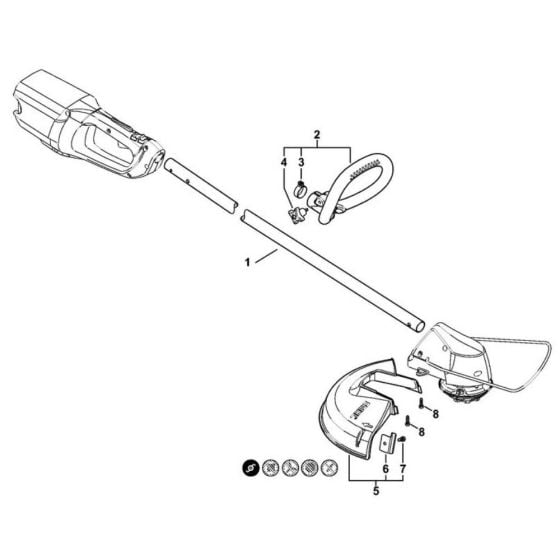 Drive tube assembly, Loop handle for Stihl FSA 85 Cordless Brushcutter