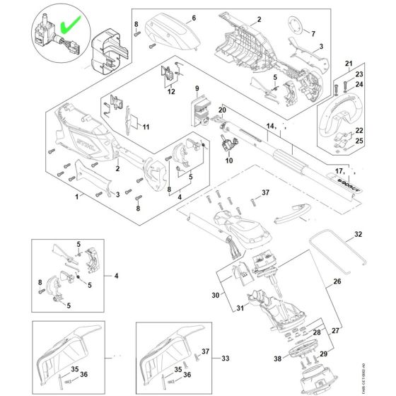 Spare parts (SN. from 443467382) for Stihl FSA 86 R Cordless Brushcutter