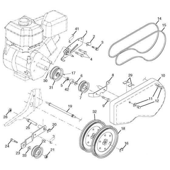 Belt Guard, Pulley Assembly for Husqvarna FT900 Cultivator/Tiller