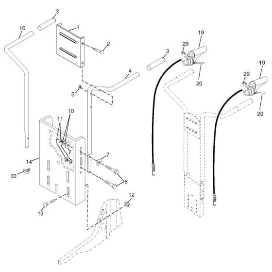 Handle Assembly for Husqvarna FT900 Cultivator/Tiller