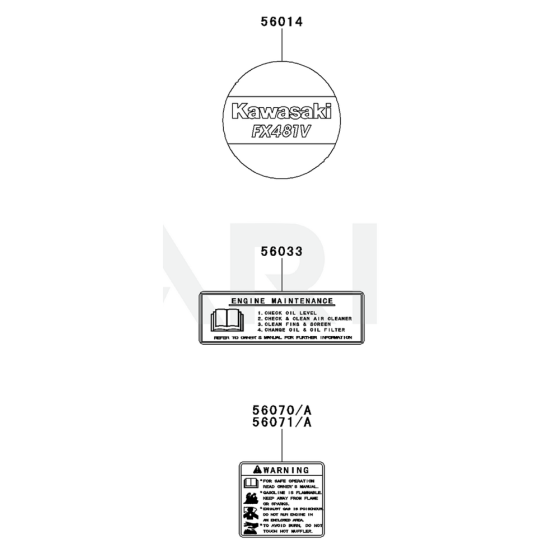 Label for Kawasaki FX481V Engine