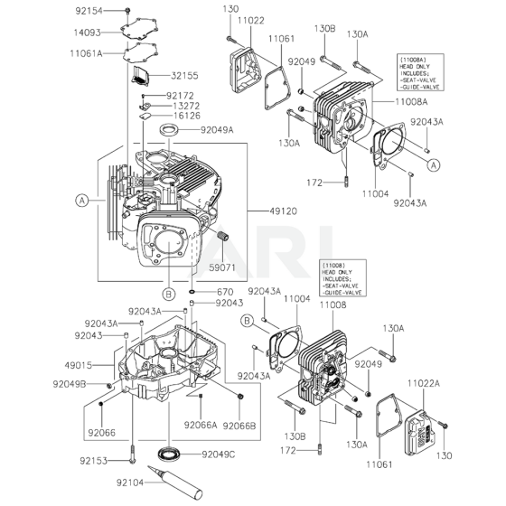 Cylinder / Crankcase for Kawasaki FX691V Engine