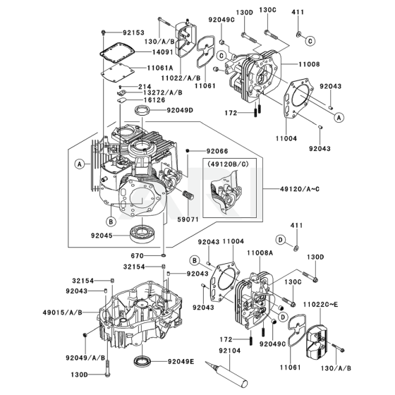 Cylinder / Crankcase for Kawasaki FX801V Engine