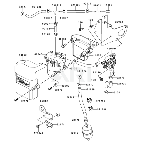 Fuel Tank / Fuel Valve for Kawasaki FX850V Engine