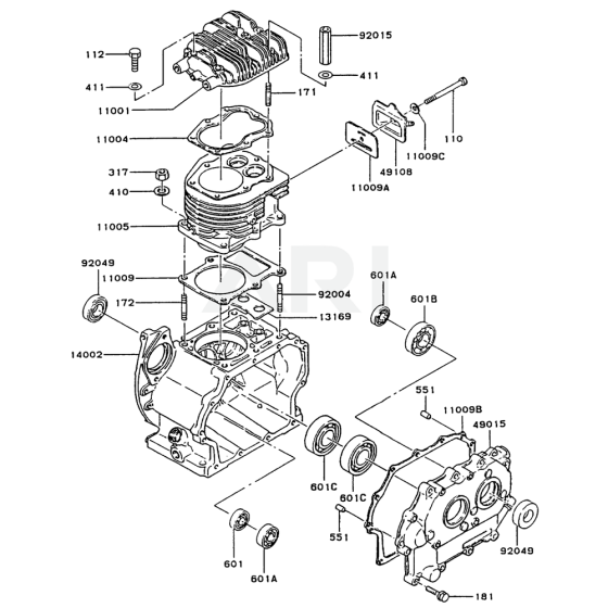 Cylinder / Crankcase for Kawasaki FZ340G Engine