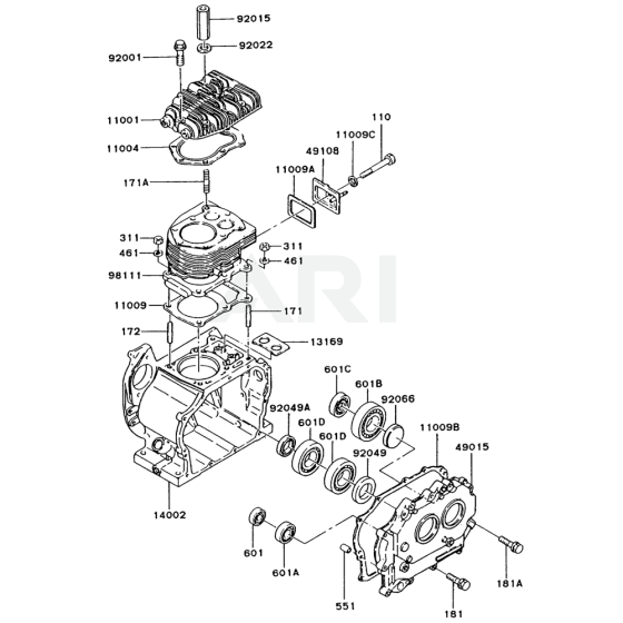 Cylinder / Crankcase for Kawasaki FZ400D Engine