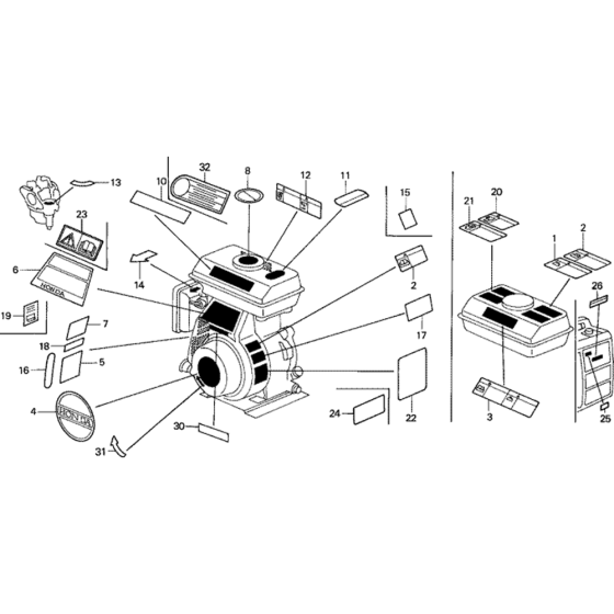 Labels for Honda G100 Engines