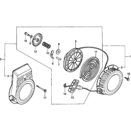 Recoil Starter 1 Assembly for Honda G100K1 Engines up to S/N 2357294