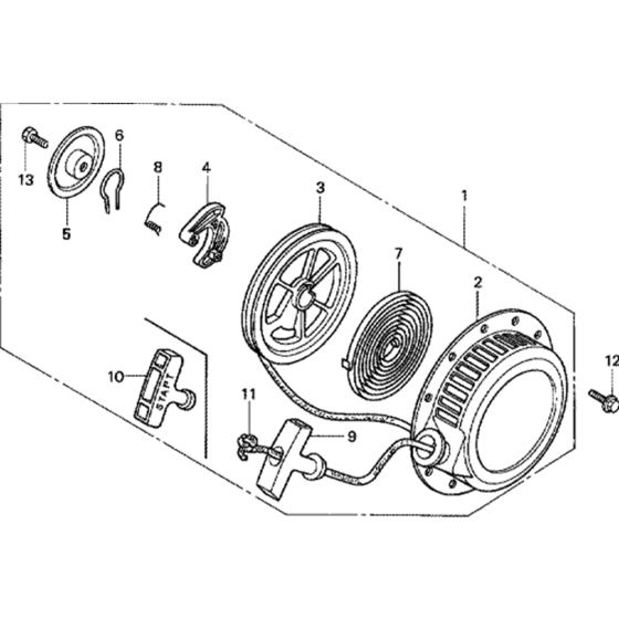 Recoil Starter Assembly for Honda G100K2 Engines