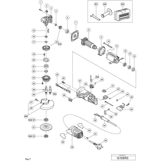 Main Assembly for Hikoki G10SR3 Disc Grinder