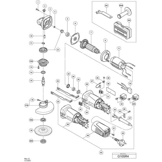 Main Assembly for Hikoki G10SR4 Disc Grinder