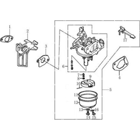 Carburetor Assembly for Loncin G120F R Shaft (118cc, 3.5hp) Engine