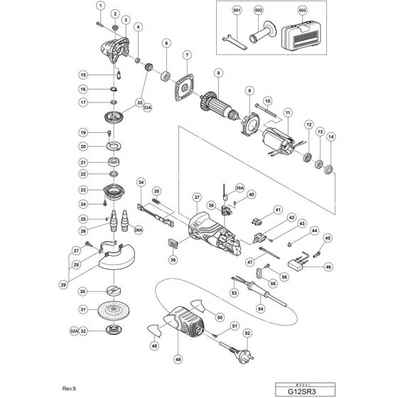 Main Assembly for Hikoki G12SR3 Disc Grinder