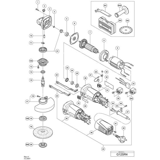 Main Assembly for Hikoki G12SR4 Disc Grinder