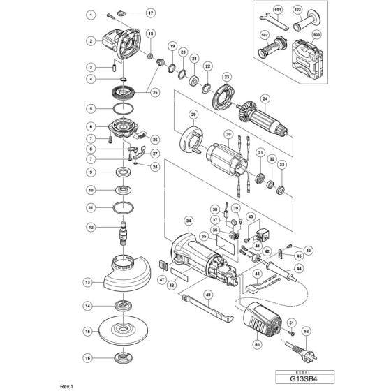 Main Assembly for Hikoki G13SB4 Disc Grinder