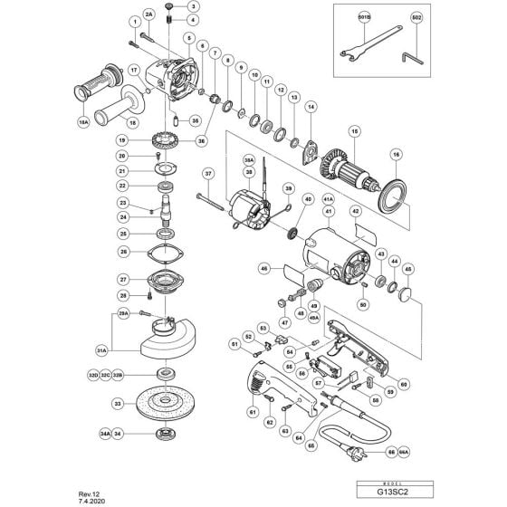 Main Assembly for Hikoki G13SC2 Disc Grinder