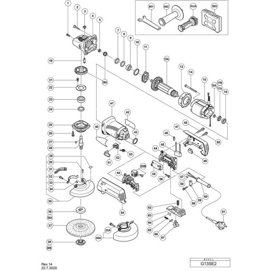 Main Assembly for Hikoki G13SE2 Disc Grinder